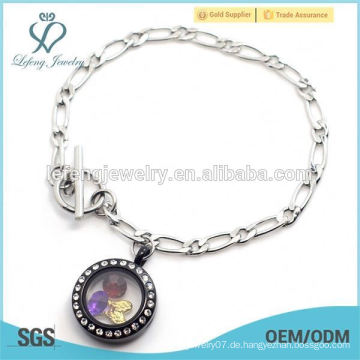 Neue Edelstahl schwarze locket Armband Armband Ketten Design Schmuck Großhandel